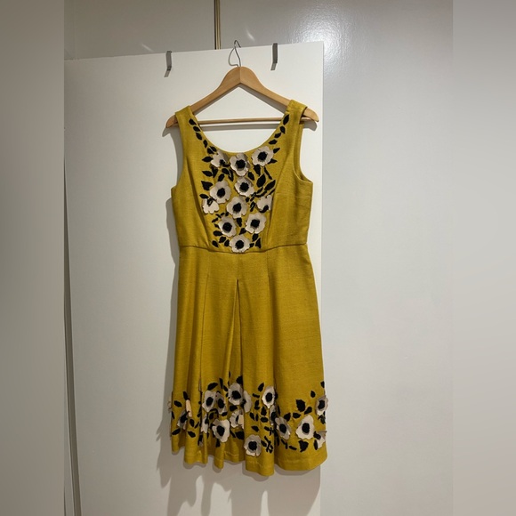 Tracy Reese Exquisite Elation Yellow 3D Floral Dress - Picture 1 of 5